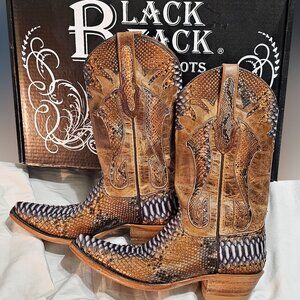 Black Jack Python Cowboy Boots for Men / Rust (a custom order) - Size 8D